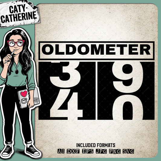 40 Fourty Fourtieth Oldometer – Birthday SVG Design by Caty Catherine
