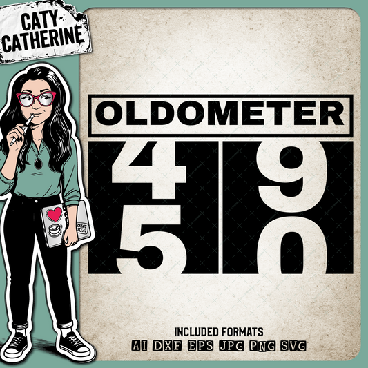 50 Fifty Fiftieth Oldometer – Birthday SVG Design by Caty Catherine