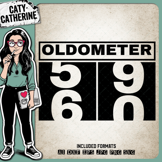 60 Sixty Sixtieth Oldometer – Birthday SVG Design by Caty Catherine