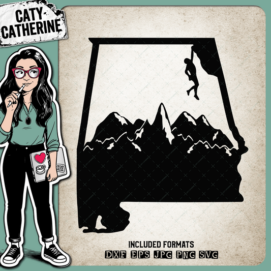 Alabama US State Climber Climbing Climb – Travel SVG Design by Caty Catherine