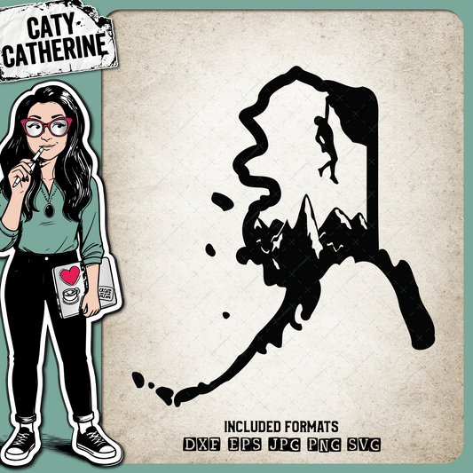 Alaska US State Climber Climbing Climb – Travel SVG Design by Caty Catherine