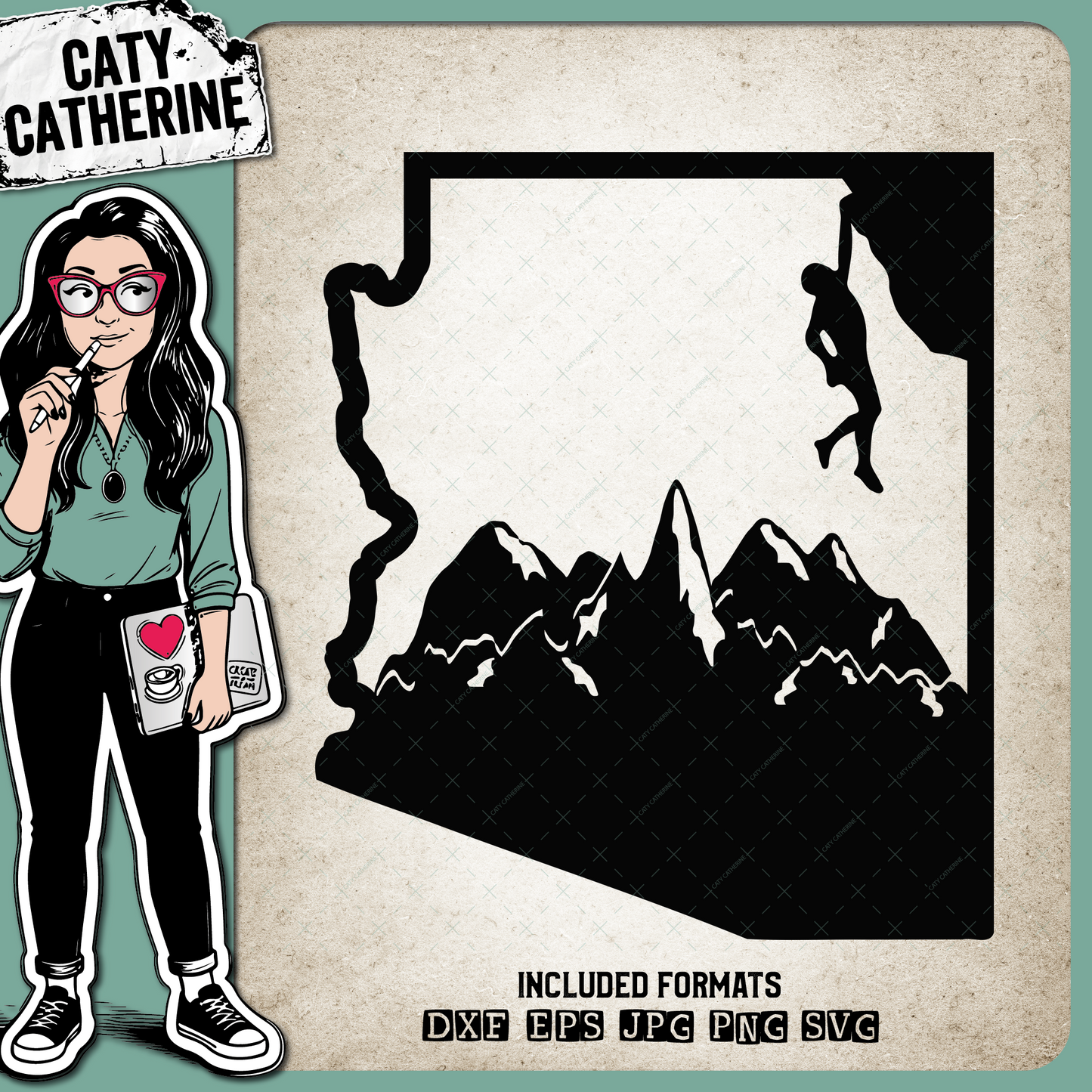 Arizona US State Climber Climbing Climb – Travel SVG Design by Caty Catherine