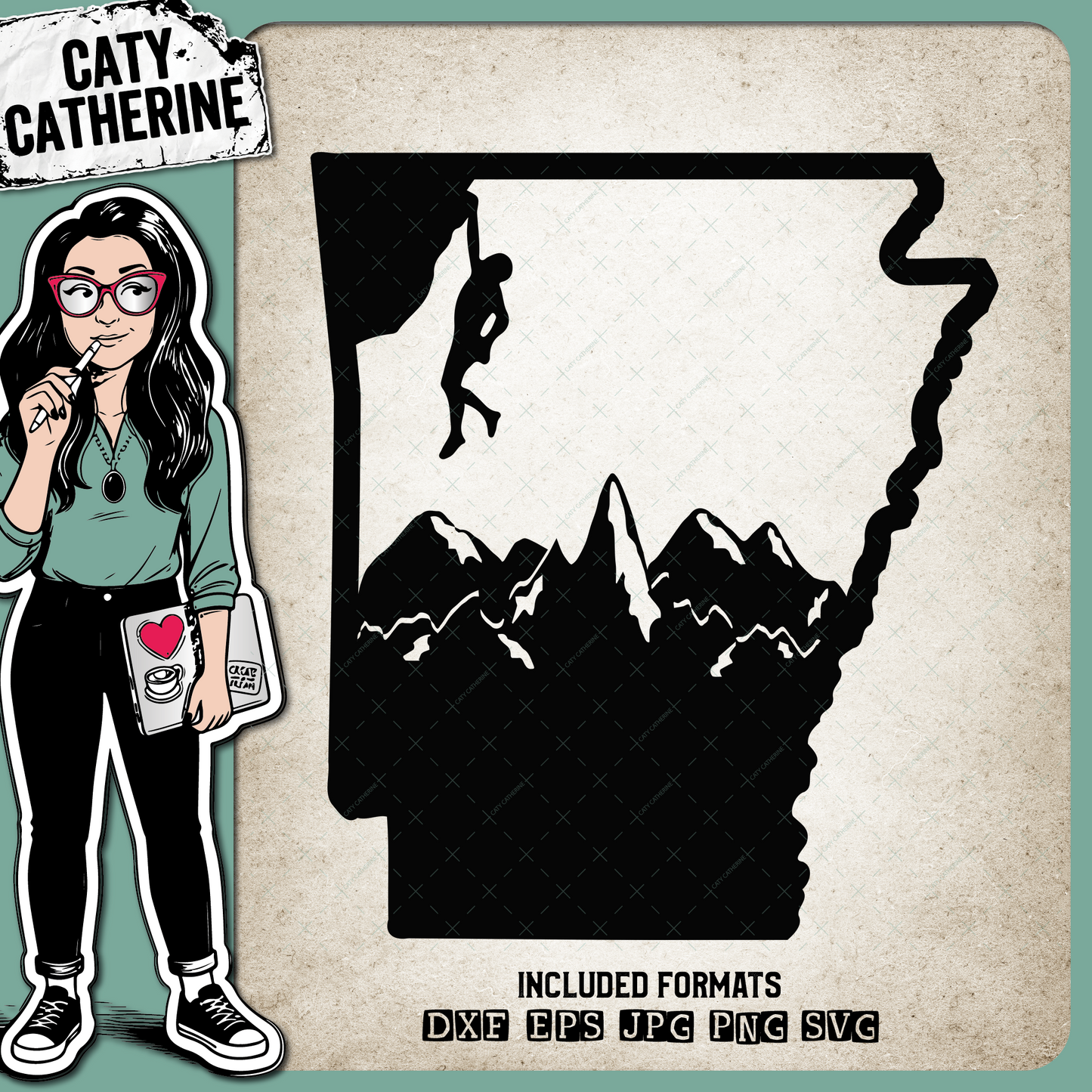 Arkansas US State Climber Climbing Climb – Travel SVG Design by Caty Catherine