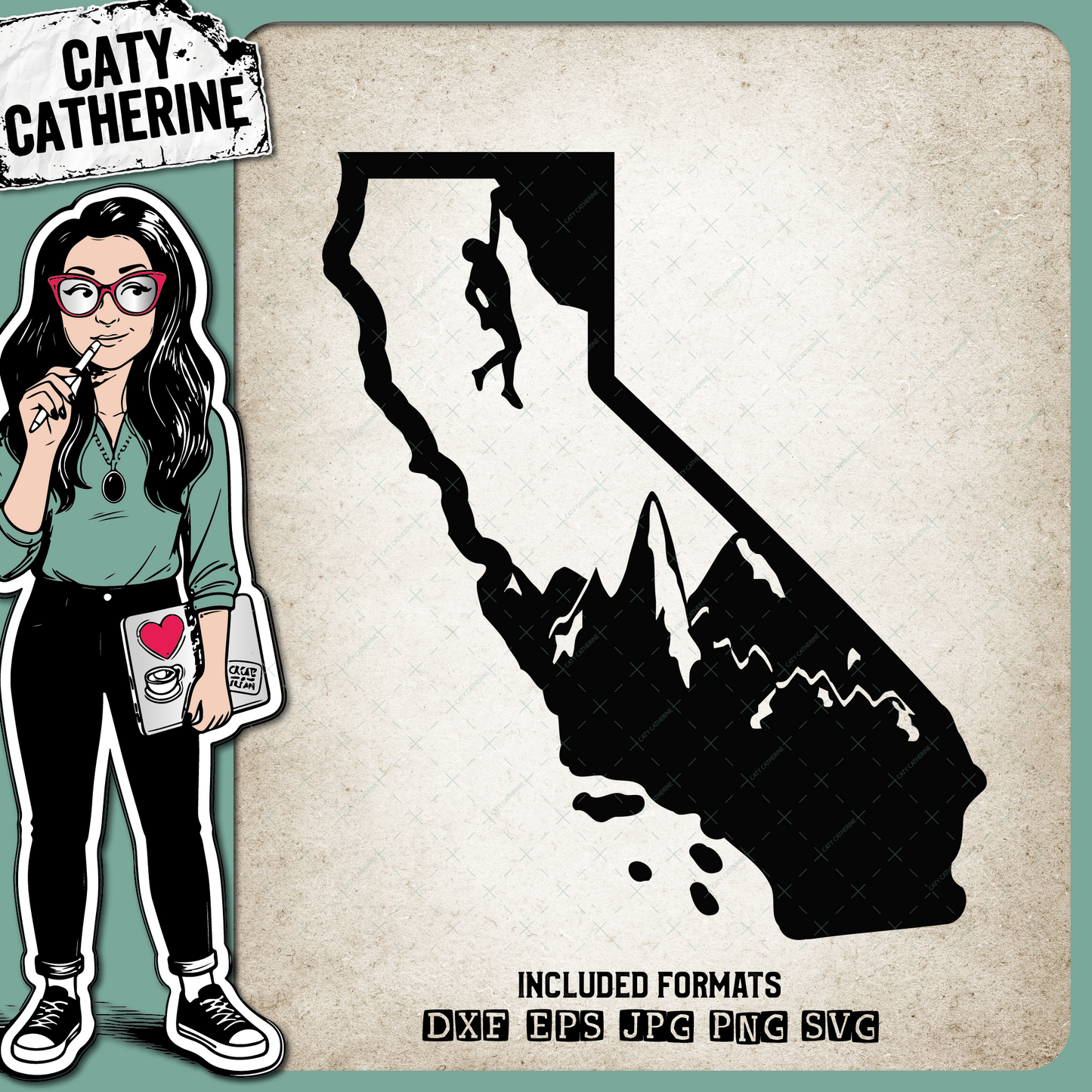 California US State Climber Climbing Climb – Travel SVG Design by Caty Catherine