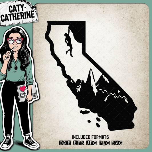 California US State Climber Climbing Climb – Travel SVG Design by Caty Catherine