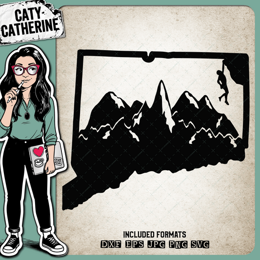 Connecticut US State Climber Climbing Climb – Travel SVG Design by Caty Catherine