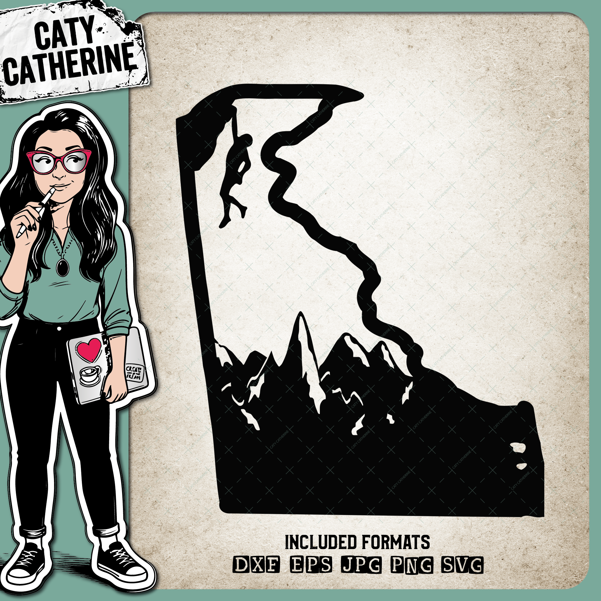 Delaware US State Climber Climbing Climb – Travel SVG Design by Caty Catherine