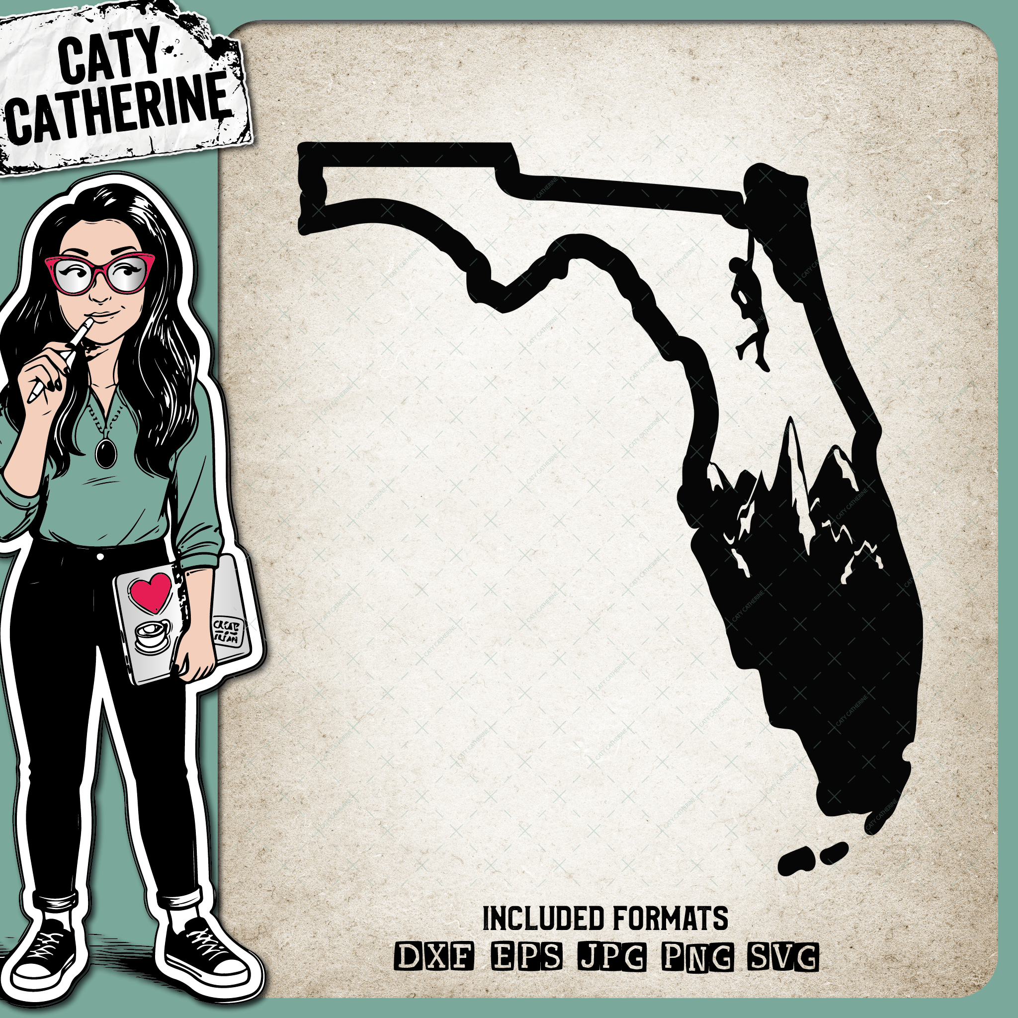 Florida US State Climber Climbing Climb – Travel SVG Design by Caty Catherine