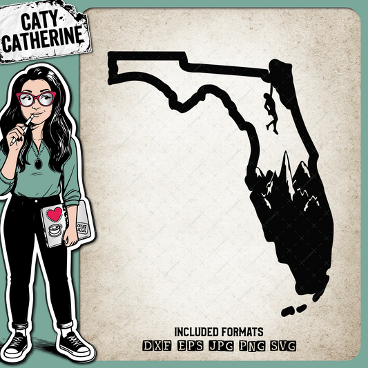 Florida US State Climber Climbing Climb – Travel SVG Design by Caty Catherine