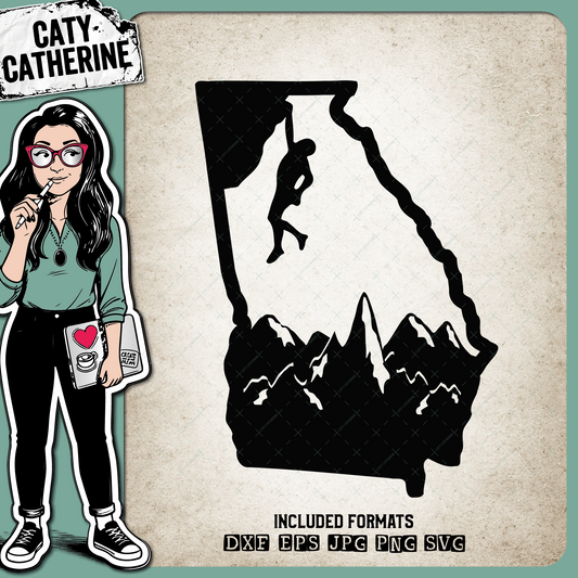 Georgia US State Climber Climbing Climb – Travel SVG Design by Caty Catherine