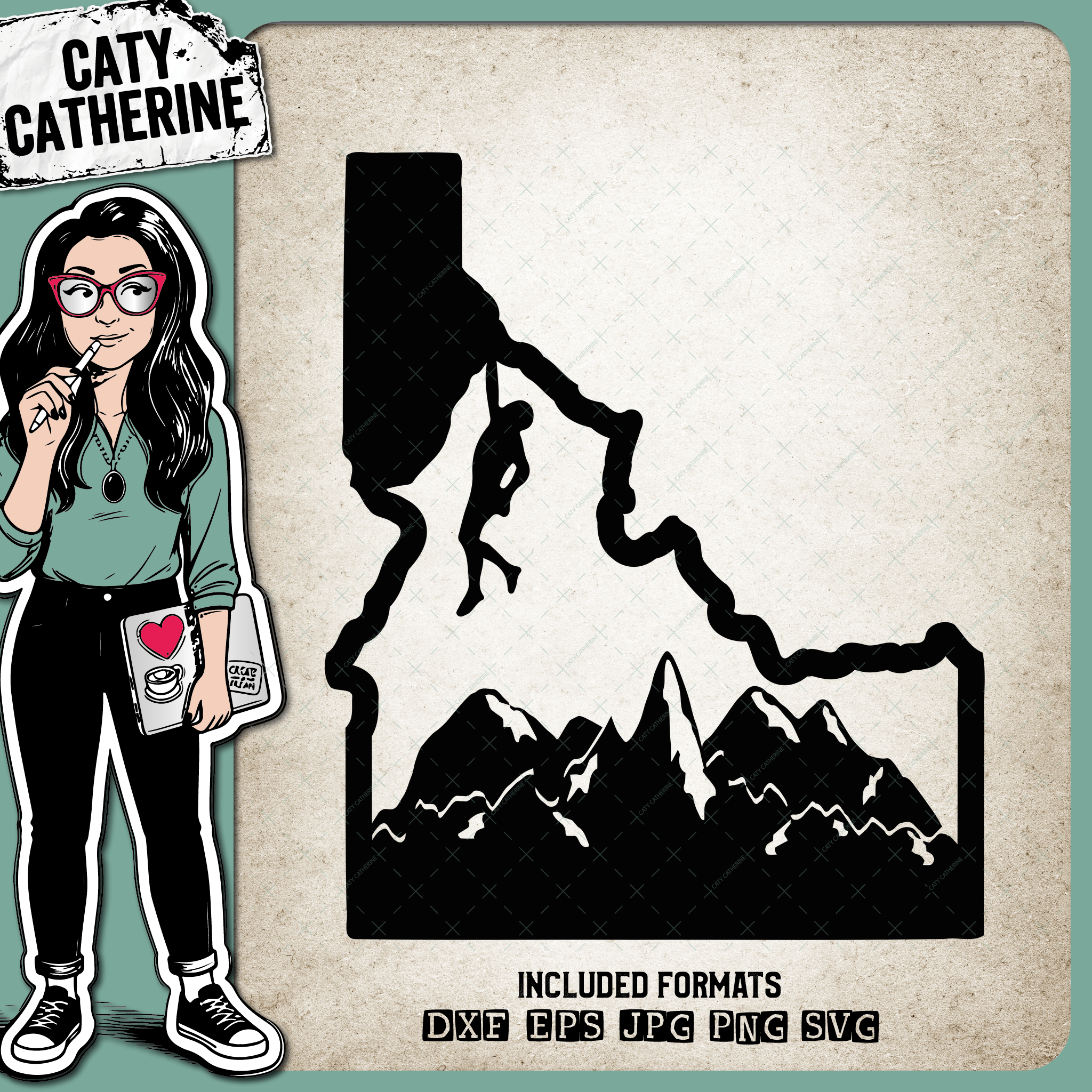 Idaho US State Climber Climbing Climb – Travel SVG Design by Caty Catherine