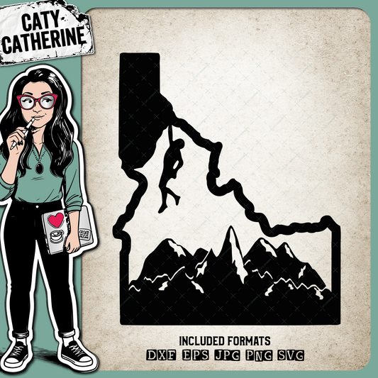 Idaho US State Climber Climbing Climb – Travel SVG Design by Caty Catherine