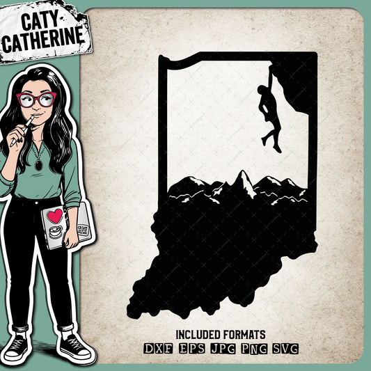 Indiana US State Climber Climbing Climb – Travel SVG Design by Caty Catherine