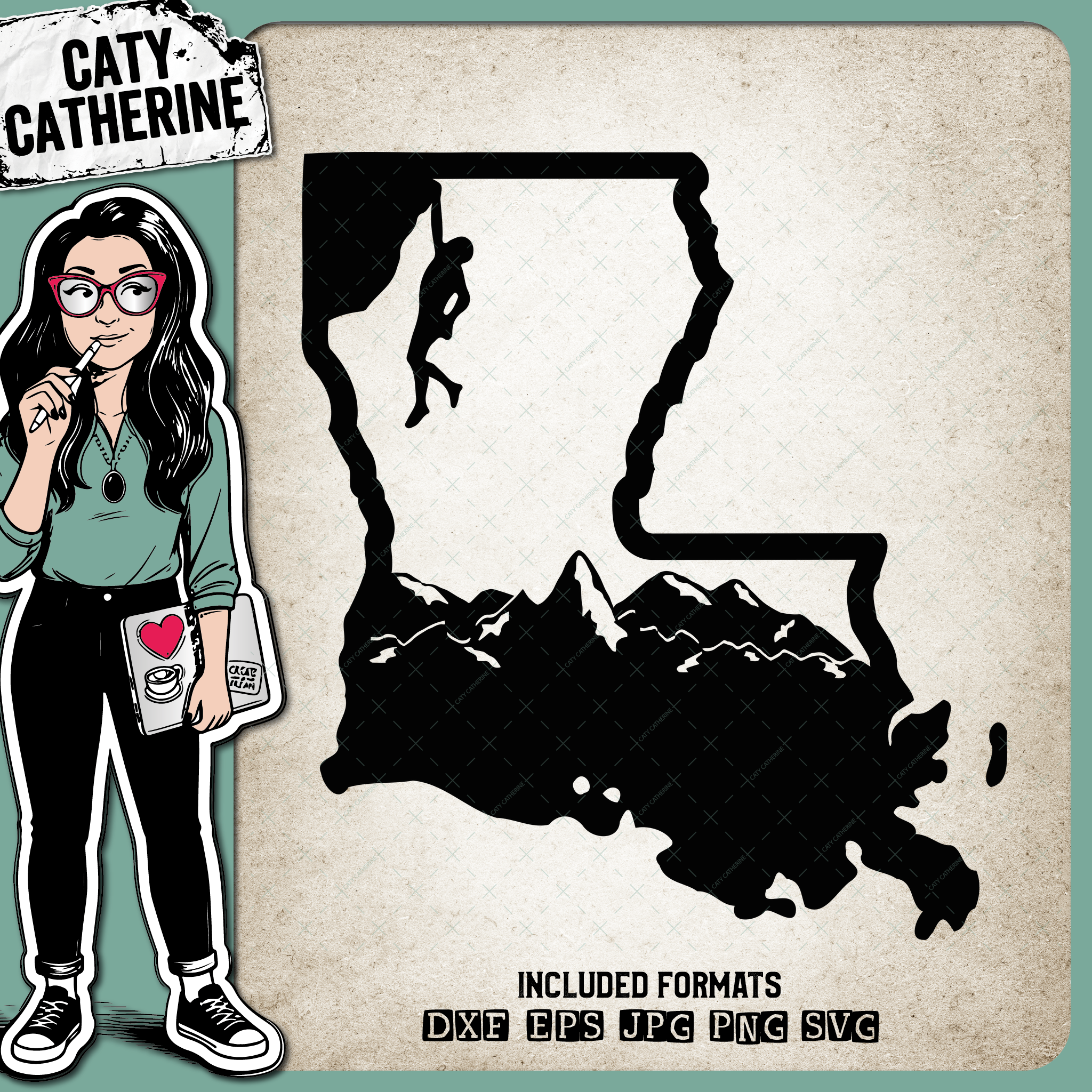 Louisiana US State Climber Climbing Climb – Travel SVG Design by Caty Catherine