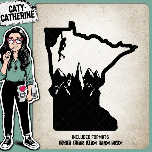 Minnesota US State Climber Climbing Climb – Travel SVG Design by Caty Catherine