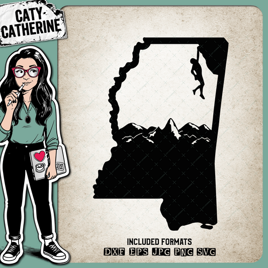 Mississippi US State Climber Climbing Climb – Travel SVG Design by Caty Catherine
