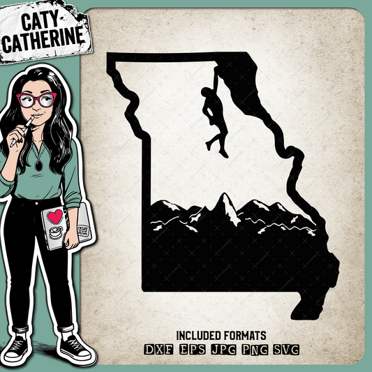 Missouri US State Climber Climbing Climb – Travel SVG Design by Caty Catherine