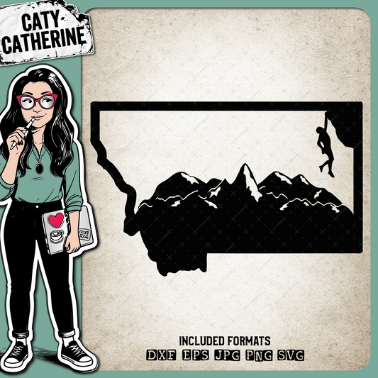 Montana US State Climber Climbing Climb – Travel SVG Design by Caty Catherine