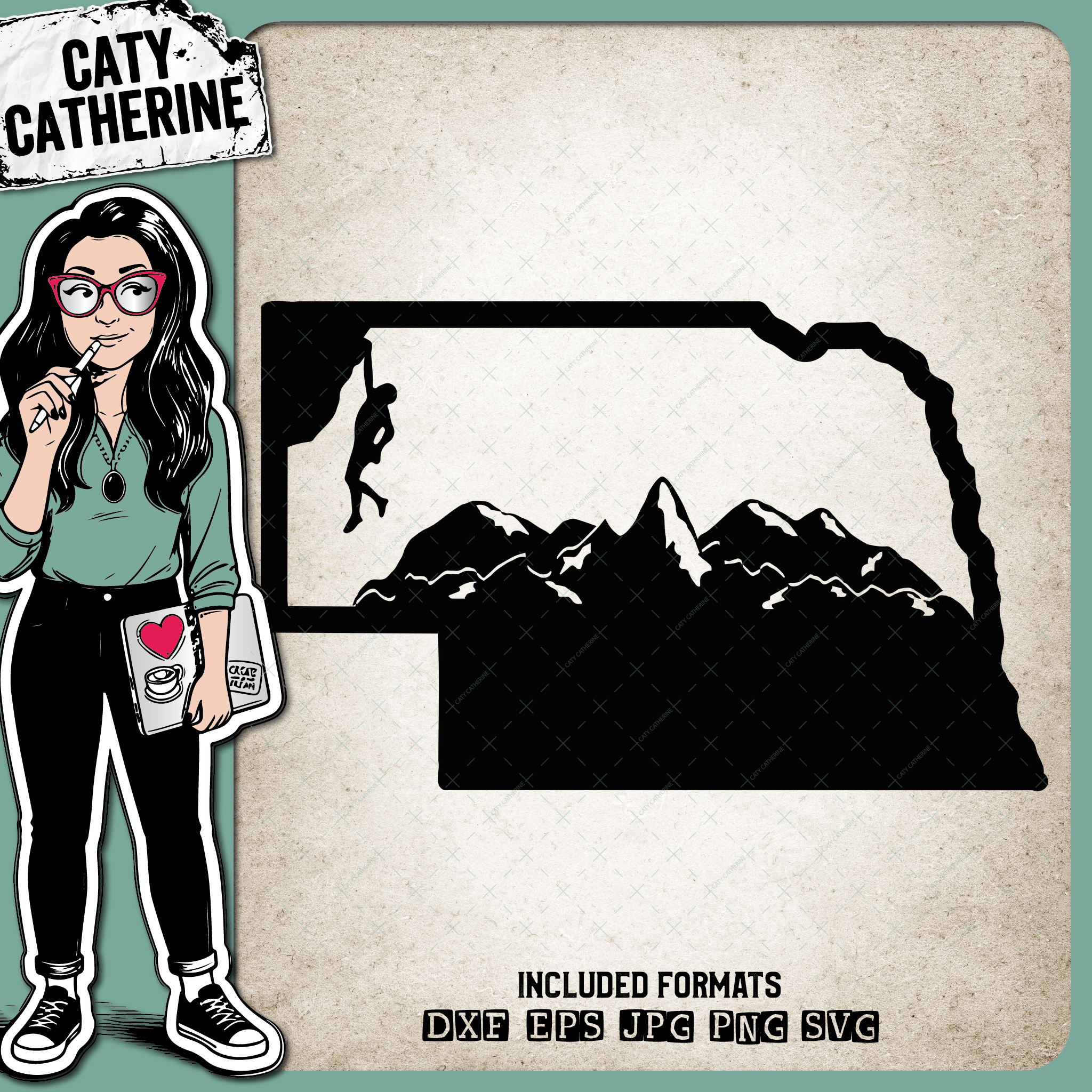 Nebraska US State Climber Climbing Climb – Travel SVG Design by Caty Catherine