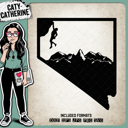 Nevada US State Climber Climbing Climb – Travel SVG Design by Caty Catherine