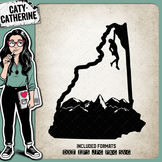 New-Hampshire US State Climber Climbing Climb – Travel SVG Design by Caty Catherine