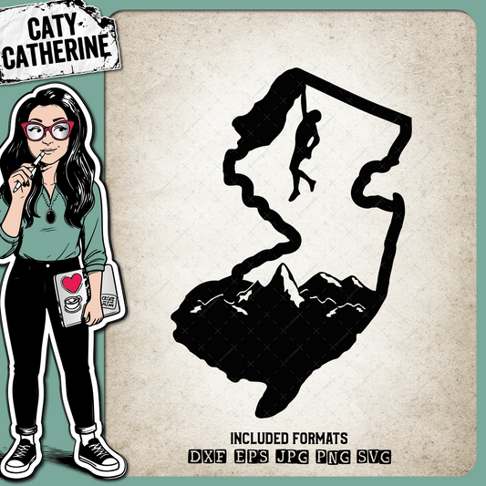 New-Jersey US State Climber Climbing Climb – Travel SVG Design by Caty Catherine