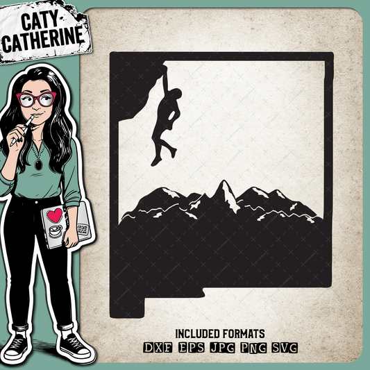 New Mexico US State Climber Climbing Climb – Travel SVG Design by Caty Catherine
