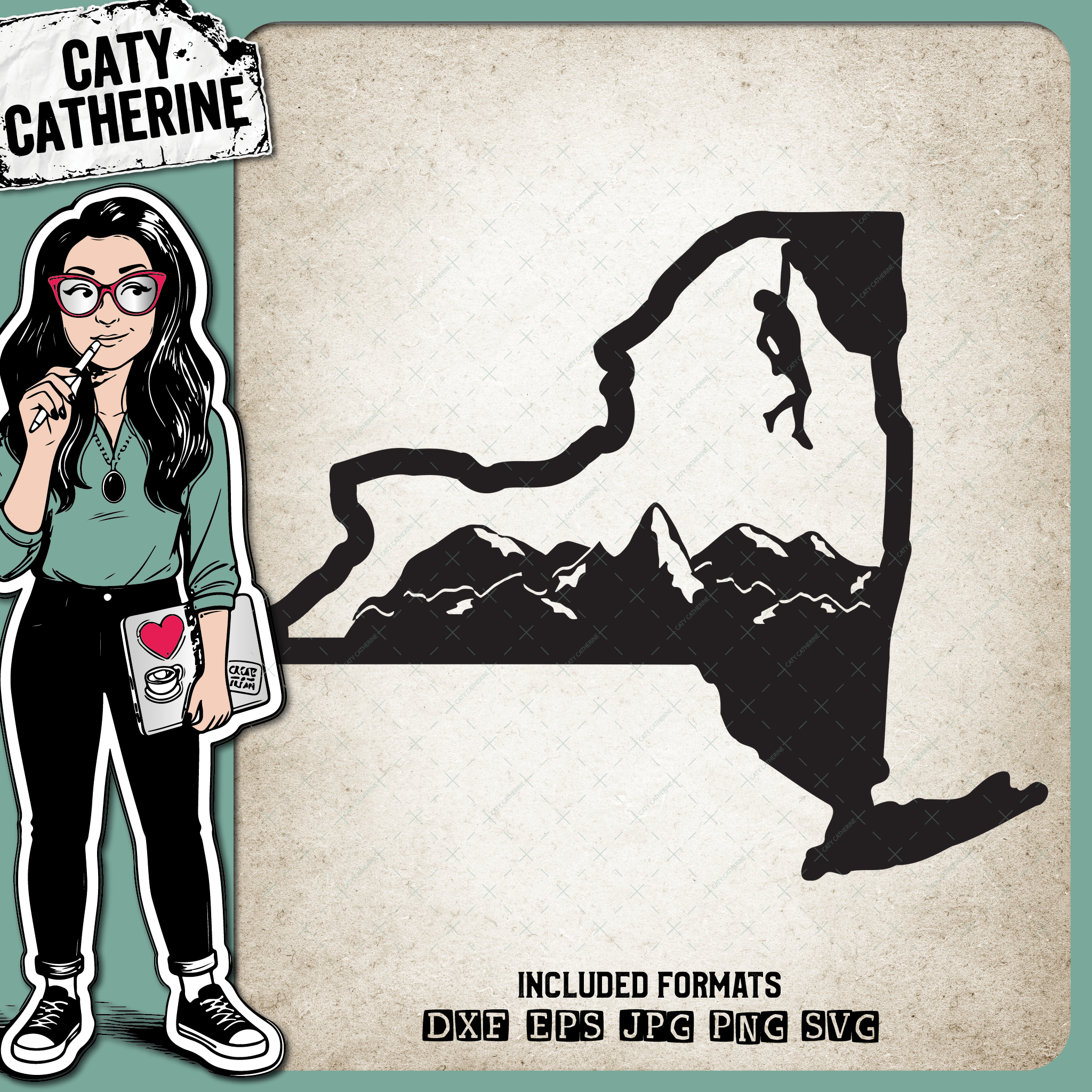 New-York US State Climber Climbing Climb – Travel SVG Design by Caty Catherine