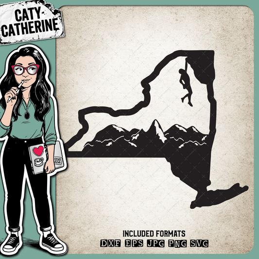 New-York US State Climber Climbing Climb – Travel SVG Design by Caty Catherine