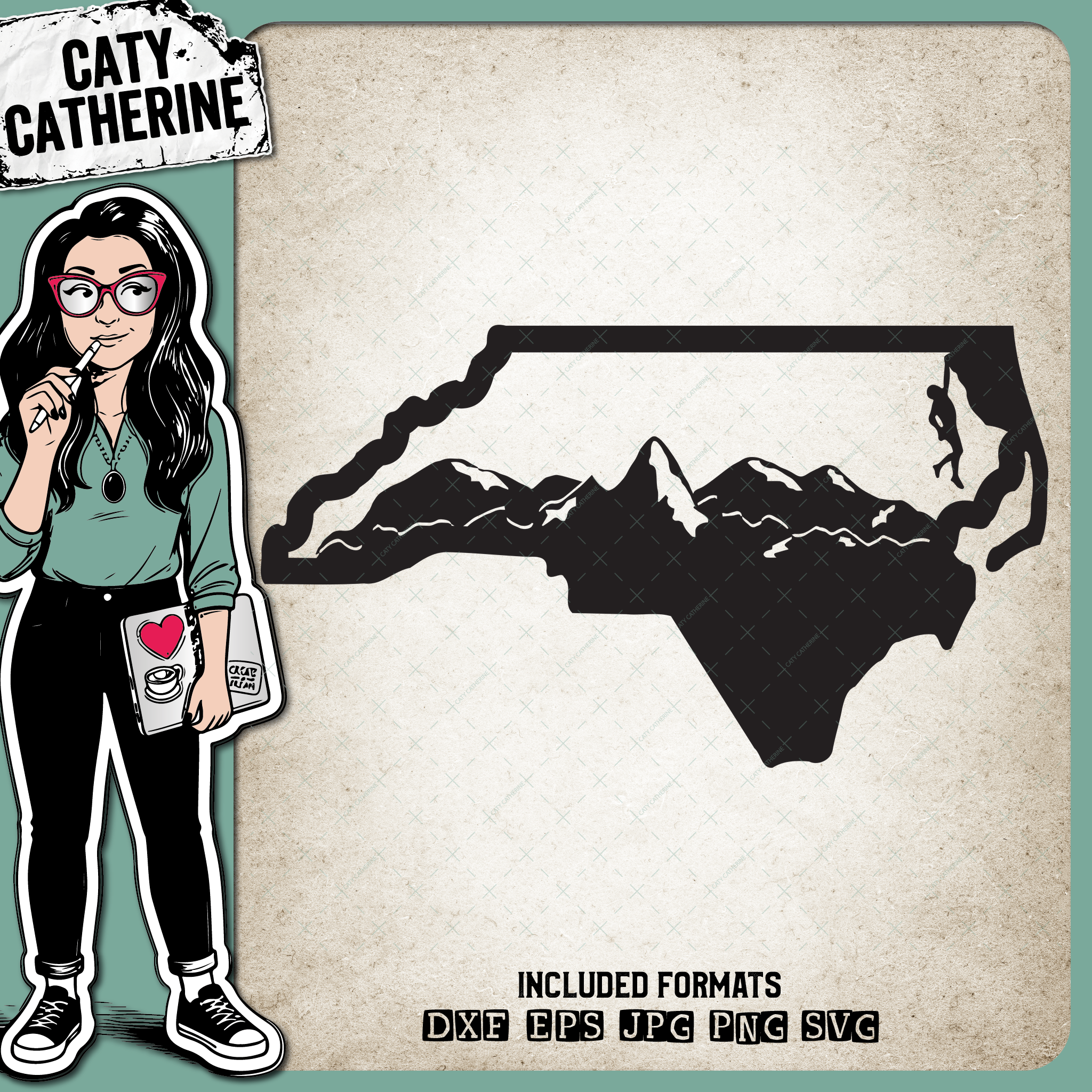 North Carolina US State Climber Climbing Climb – Travel SVG Design by Caty Catherine