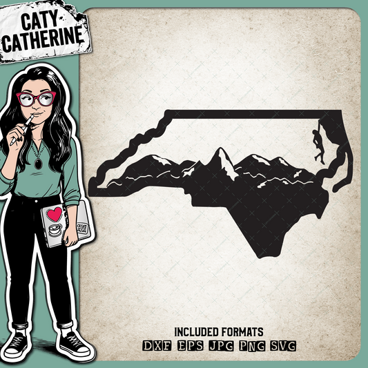 North Carolina US State Climber Climbing Climb – Travel SVG Design by Caty Catherine