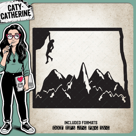 North Dakota US State Climber Climbing Climb – Travel SVG Design by Caty Catherine