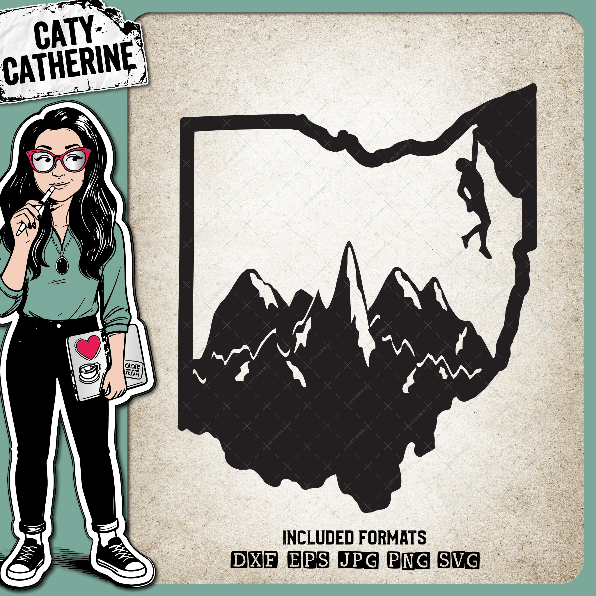 Ohio US State Climber Climbing Climb – Travel SVG Design by Caty Catherine