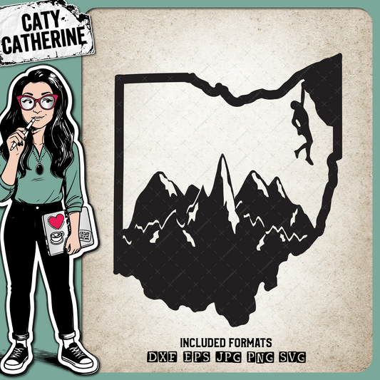Ohio US State Climber Climbing Climb – Travel SVG Design by Caty Catherine