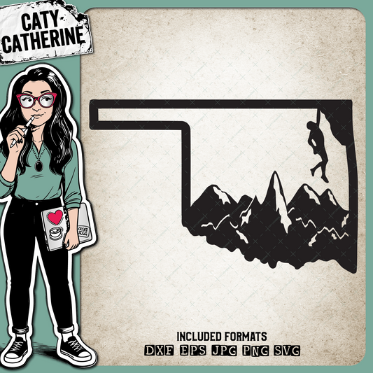 Oklahoma US State Climber Climbing Climb – Travel SVG Design by Caty Catherine