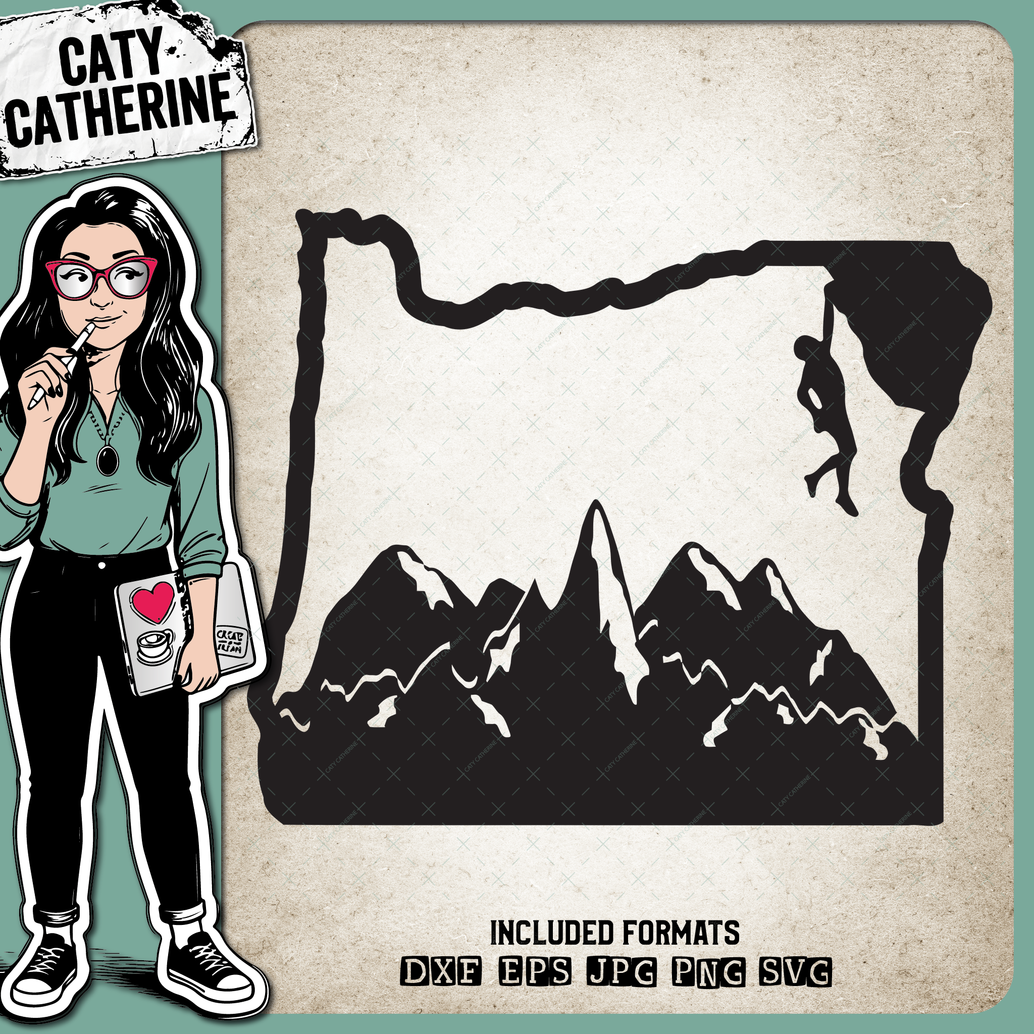 Oregon US State Climber Climbing Climb – Travel SVG Design by Caty Catherine