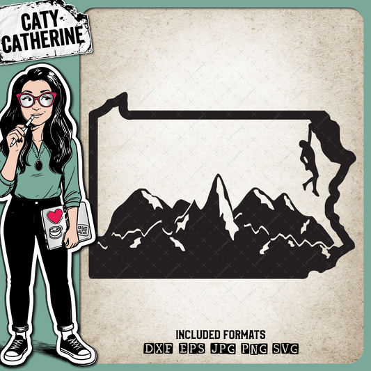Pennsylvania US State Climber Climbing Climb – Travel SVG Design by Caty Catherine