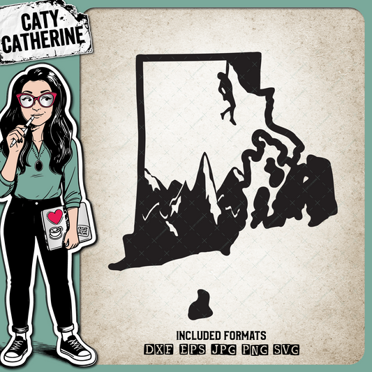 Rhode Island US State Climber Climbing Climb – Travel SVG Design by Caty Catherine