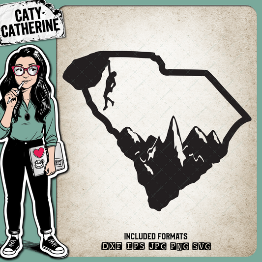 South Carolina US State Climber Climbing Climb – Travel SVG Design by Caty Catherine