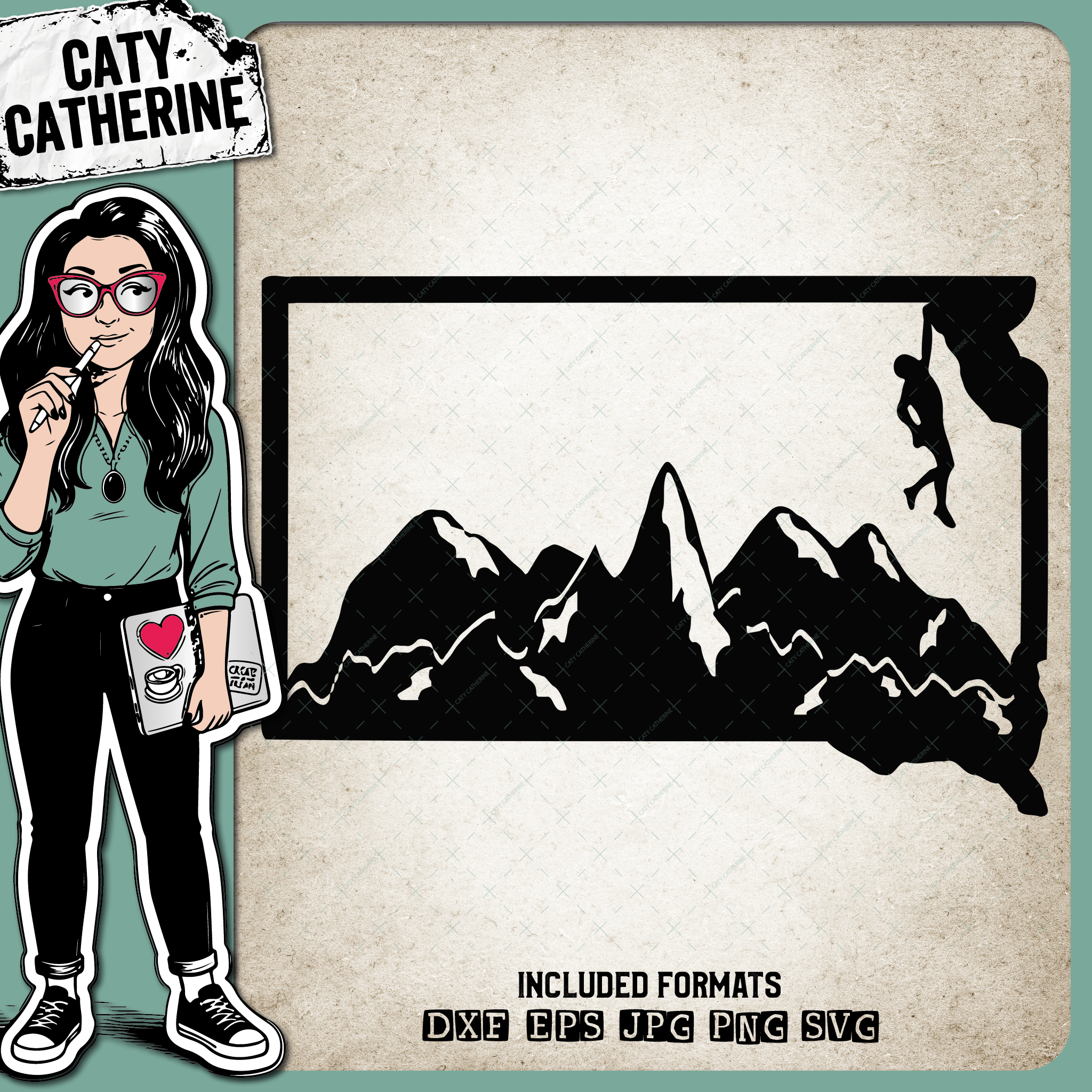 South Dakota US State Climber Climbing Climb – Travel SVG Design by Caty Catherine