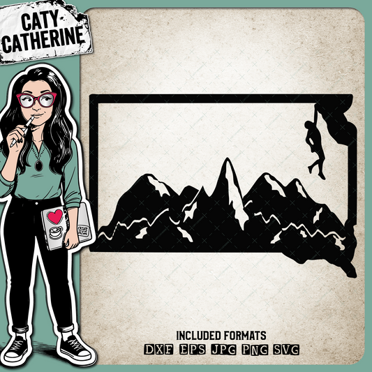 South Dakota US State Climber Climbing Climb – Travel SVG Design by Caty Catherine
