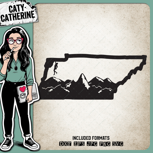 Tennessee US State Climber Climbing Climb – Travel SVG Design by Caty Catherine