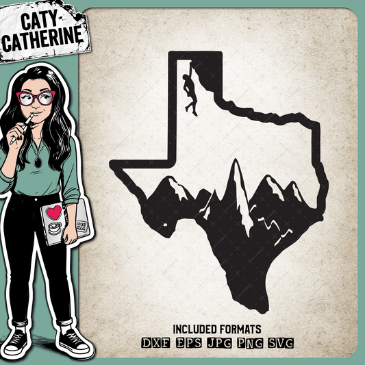 Texas US State Climber Climbing Climb – Travel SVG Design by Caty Catherine