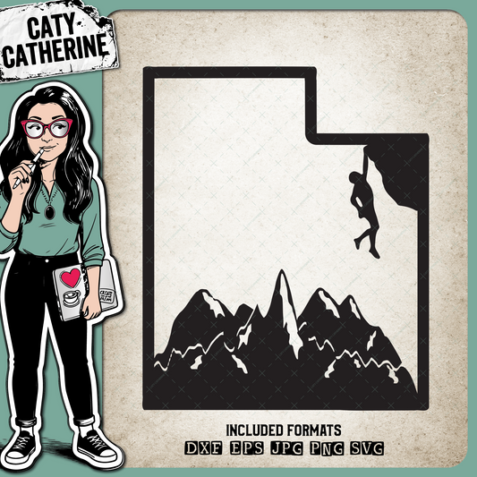 Utah US State Climber Climbing Climb – Travel SVG Design by Caty Catherine