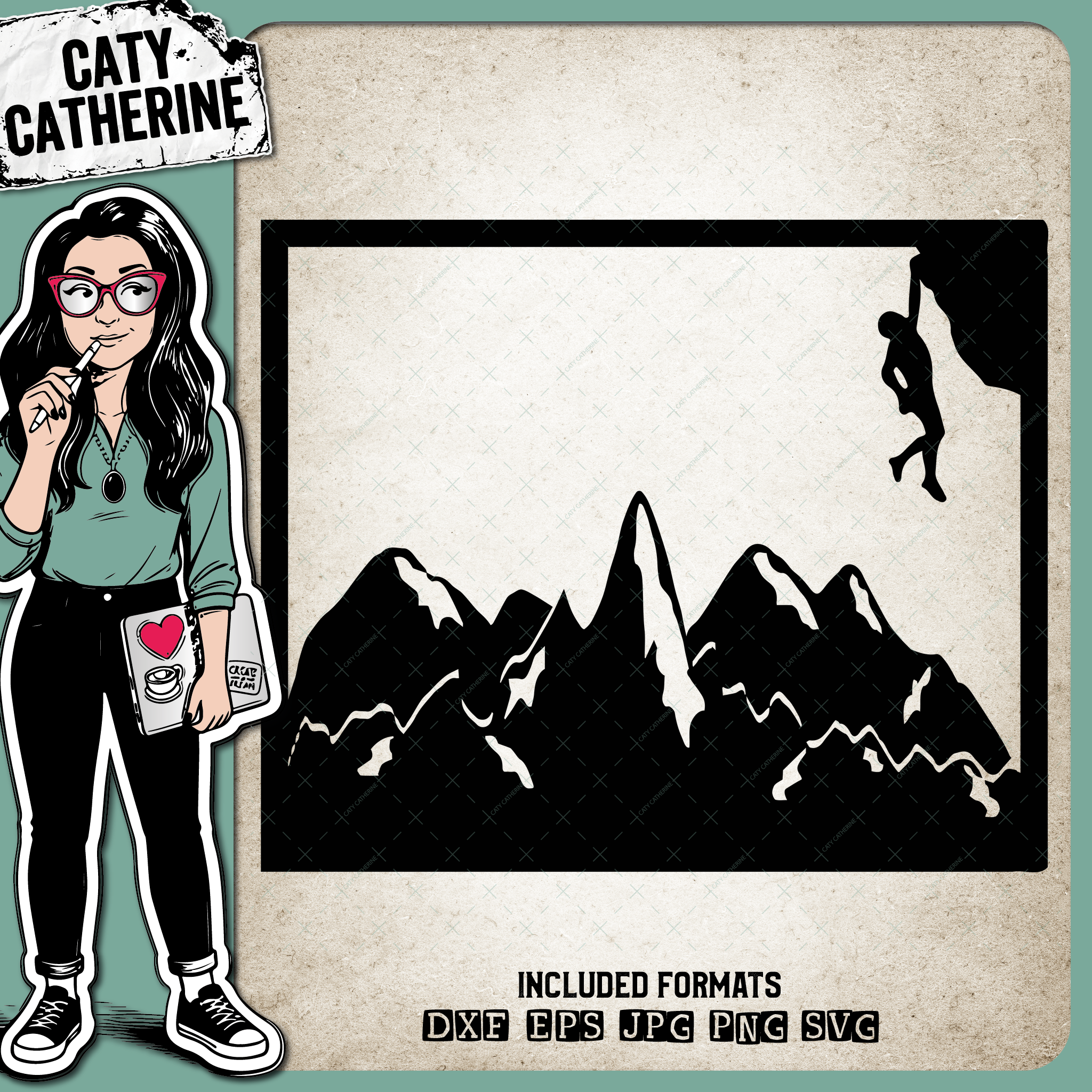 Wyoming US State Climber Climbing Climb – Travel SVG Design by Caty Catherine