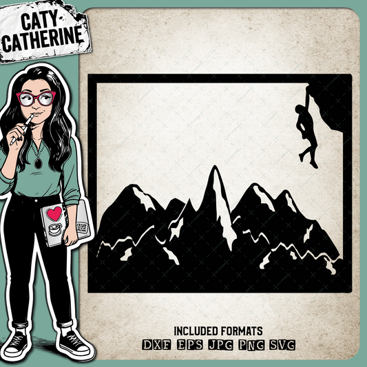 Wyoming US State Climber Climbing Climb – Travel SVG Design by Caty Catherine