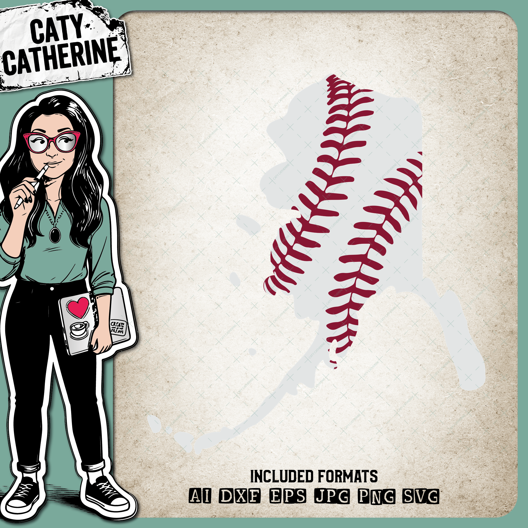 Alaska US State Baseball Stitches – Travel SVG Design by Caty Catherine