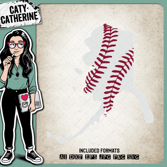Alaska US State Baseball Stitches – Travel SVG Design by Caty Catherine