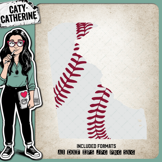 Delaware US State Baseball Stitches – Travel SVG Design by Caty Catherine