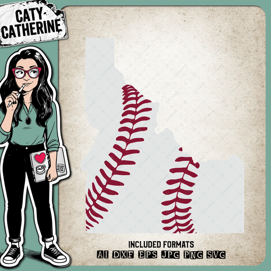 Idaho US State Baseball Stitches – Travel SVG Design by Caty Catherine